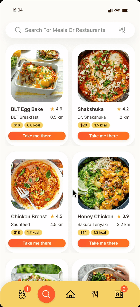 Food Searching UI GIF