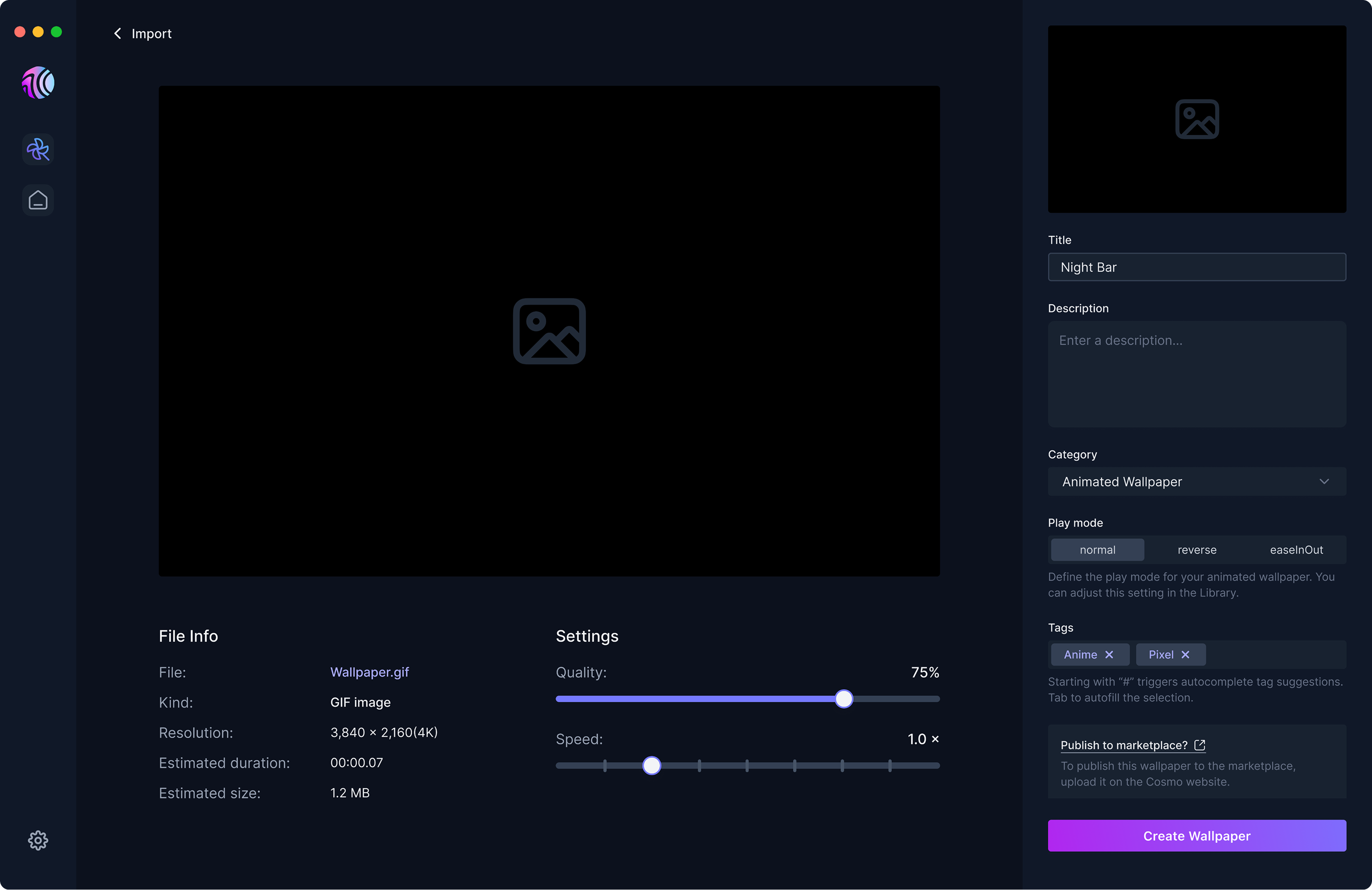 Import Processing & Settings UI