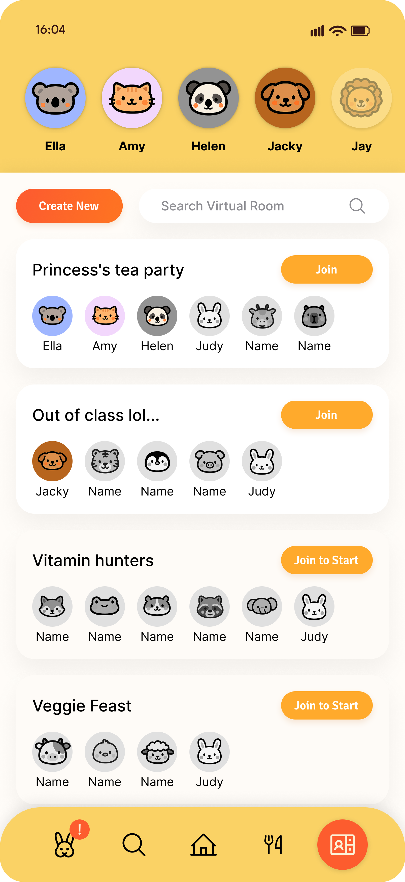 Virtual Dining UI Static